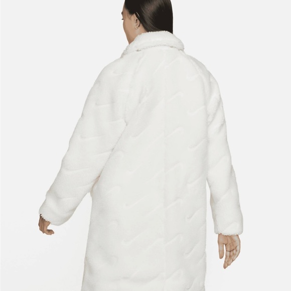 Nike Sportswear NWT White Icon Clash Long Sherpa Jacket Womens Size Large - Picture 4 of 14